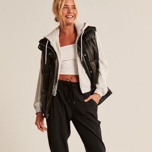 Abercrombie Oversized Black Leather Vest
